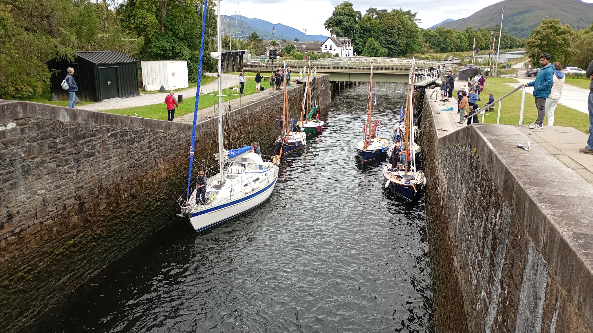 Boats travelling through Neptune's Staircase